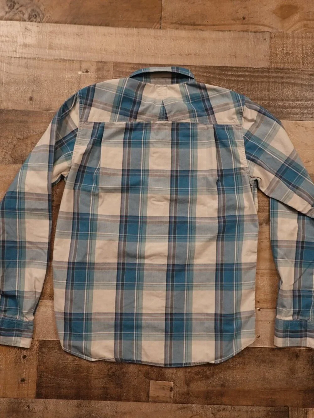 The North Face‎ Plaid Snap Button Up Shirt Men’s Small Blue Outdoor Hiking